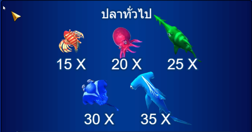 ปลาทั่วไปอัตราการจ่ายจะอยู่ที่ X2 ไปจนถึง X35